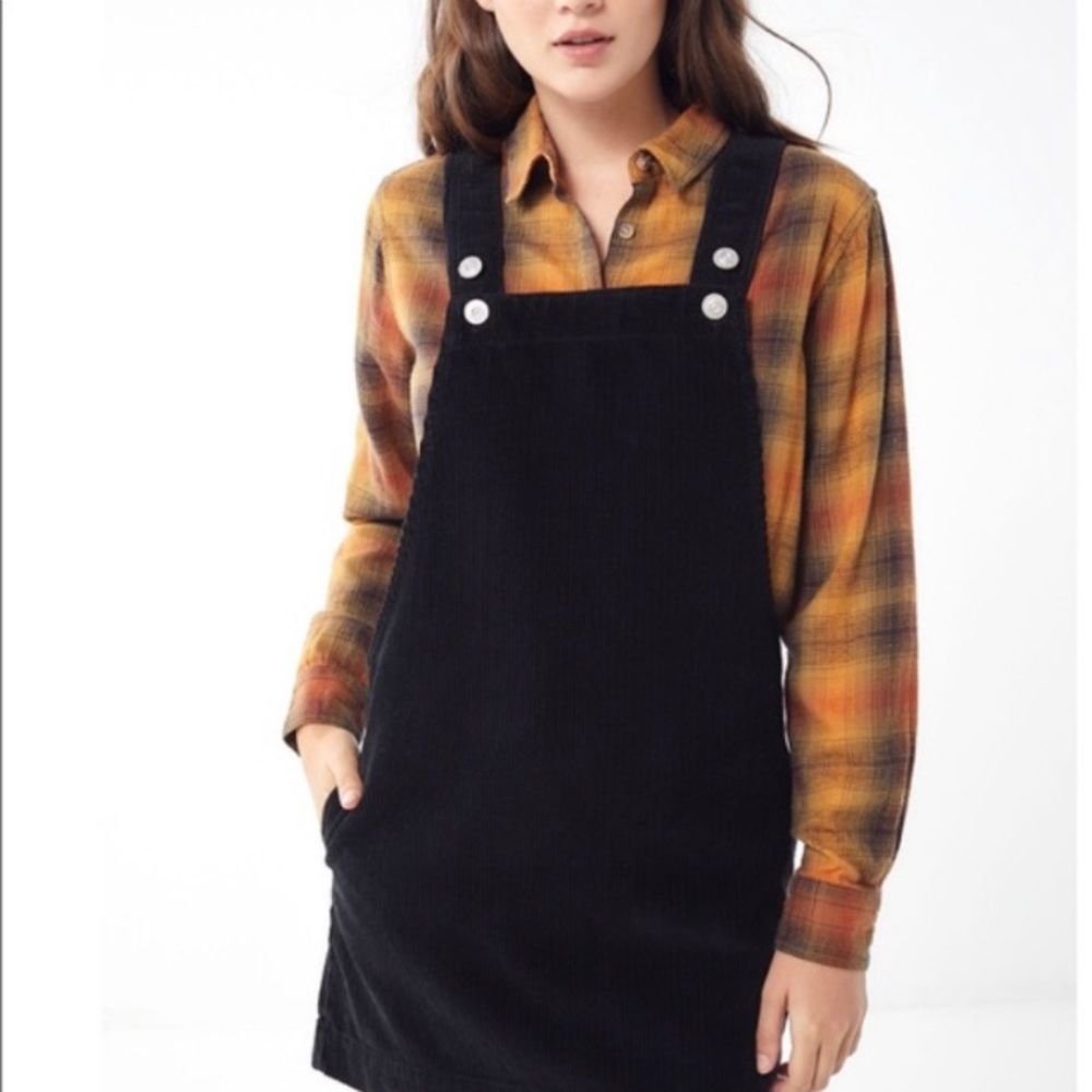 Urban Outfitters Corduroy Overall Dress Black BDG